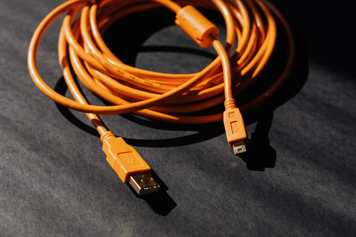 Orange charging cables with visible connectors